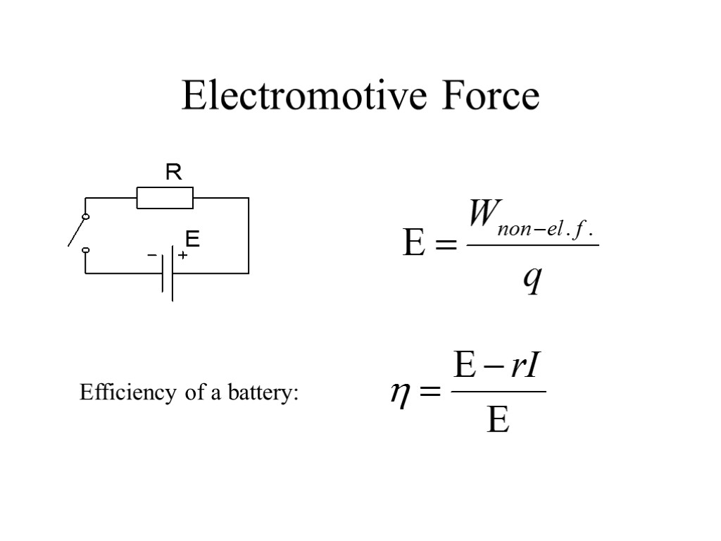 Electromotive Force Efficiency of a battery: